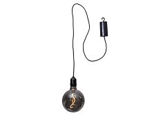 Подвесной светящийся стеклянный шар "Эдмон", тёплый белый LED-огонь, 12.5х19.5 см, таймер, батарейки, уличный., STAR trading