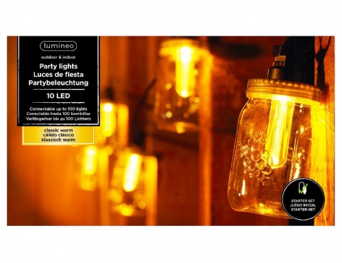 Электрогирлянда "Баночки-лофт", 10 экстра тёплых белых LED-огней, 4.5+5 м, чёрный провод, коннектор, уличная, Kaemingk фото 2