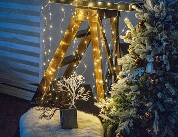 Световой занавес ВОЛШЕБНЫЙ ВЕЧЕР, 100 тёплых белых micro LED-огней, 0.9х1+5 м, уличный, Kaemingk