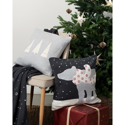 Чехол на подушку вязаный с новогодним рисунком christmas tree из коллекции new year essential, 45х45 см фото 7