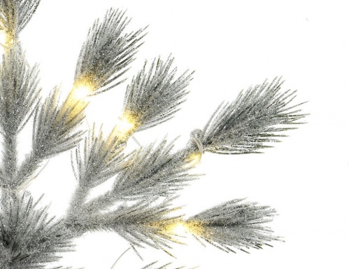 Хвойная композиция "Снежинка - сосновые кисточки" заснеженная, 20 прозрачных огней, литая хвоя  (100% PE), 39 см, Kaemingk фото 4