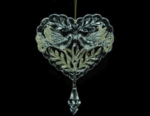 Ёлочное украшение "Сердечко", акрил, прозрачное с золотом, 15 см, Forest Market