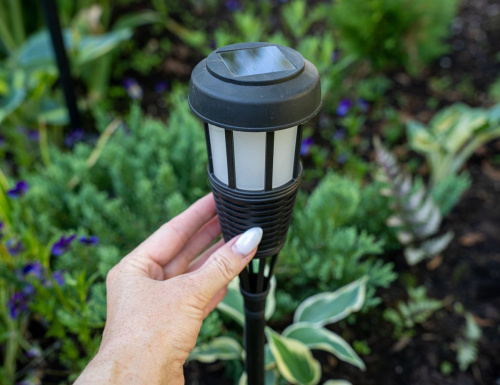 Садовый фонарь на солнечной батарее Solar НИИГАТА, 12 желтых мини LED-огней, чёрный, 51 см, Koopman International фото 4