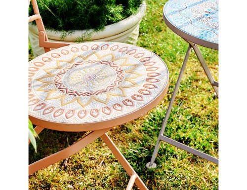 Садовый стул с мозаикой TURKISH ROMANCE, складной, металл, керамика, 93х46х39 см, Kaemingk фото 4