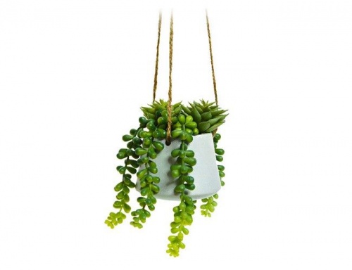 Искусственное растение "Суккуленты в подвесном кашпо", пластик, 30х20 см, Kaemingk фото 4
