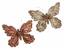 Ёлочное украшение "Королевская бабочка" с пайетками, на клипсе, 16.5х12.5 см, разные модели, Edelman, Noel (Katherine's style)
