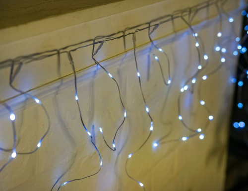 Светодиодная гирлянда Бахрома, 640 холодных белых LED-огней, 12.7х0.45 м, контроллер, прозрачный ПВХ, IP44, Koopman International