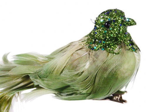 Ёлочная игрушка "Птичка трикси" на клипсе, перо, зелёная, 17 см, Goodwill фото 2