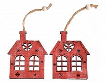 Набор деревянных ёлочных игрушек "Сердечный домик", 8.5 см, (2 шт.), Breitner