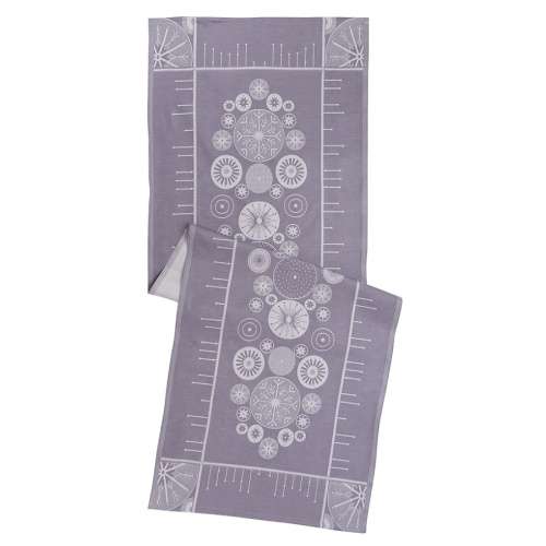 Дорожка из хлопка фиолетово-серого цвета с рисунком Ледяные узоры, new year essential, 53х150см фото 3