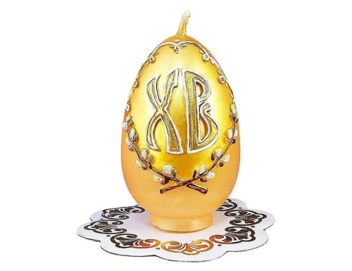 Пасхальная свеча-яйцо "ХВ" С ВЕРБОЙ, 4х6 см, Омский Свечной фото 2