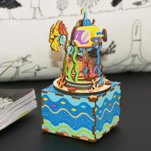 Деревянный 3D конструктор - музыкальная шкатулка Robotime &quot;Под водой&quot; фото 3