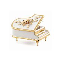 EMOZIONI Шкатулка рояль с цветами 28х20 см, керамика, цвет белый, декор золото, swarovski