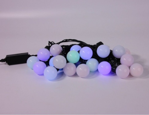 Светодиодная гирлянда "Большие" шарики, 20 RGB LED, 5+1.5 м, коннектор, черный провод, уличная, Rich LED фото 5