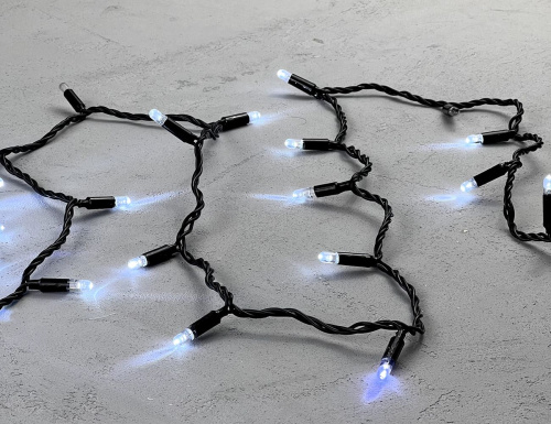 Светодиодная гирлянда Quality Light Cap 100 холодных белых LED, холодное мерцание, 10 м, черный ПВХ, соединяемая, IP65, BEAUTY LED фото 3