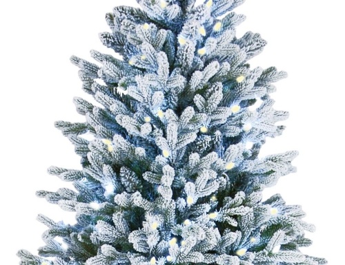 Искусственная ель "Гамильтон" (литая хвоя PE+PVC), голубая заснеженная, холодные белые LED-огни, National Tree Company фото 3