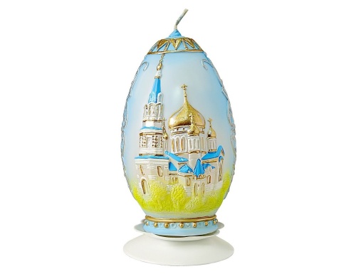 Пасхальная большая свеча-яйцо СОБОР, 7.5х25 см, Омский Свечной