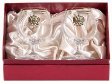 Набор из двух бокалов для коньяка с дв.золотой обводкой(накладка Герб латунь) кр.пейсли