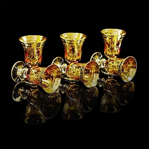 DINASTIA  AMBRA Рюмка, набор 6 шт, хрусталь янтарный/декор золото 24К