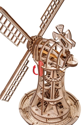 Сборная модель деревянная, конструктор 3D EWA Ветряная мельница механическая фото 2