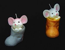 Фигурная свеча "Мышка в валенке", 4.5х6х7.5 см, разные модели, Омский Свечной