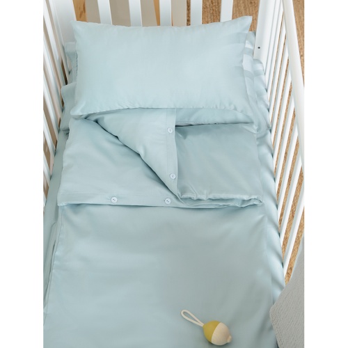 Комплект детского постельного белья из сатина голубого цвета из коллекции essential, 100х120 см фото 2