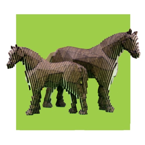 Деревянный конструктор UNIWOOD Лошадь с жеребенком с набором карандашей фото 6