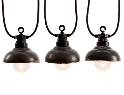 Гирлянда РЕТРО-ФОНАРИКИ, 10 тёплых белых LED-ламп, 4.5+5 м, коннектор, черный провод, уличная, Kaemingk (Lumineo) фото 3