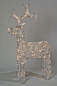 Светящаяся фигура "Ажурный олень" прозрачные акриловые нити, 50 теплых белых LED-огней, 60 см+5 м, уличный, Kaemingk