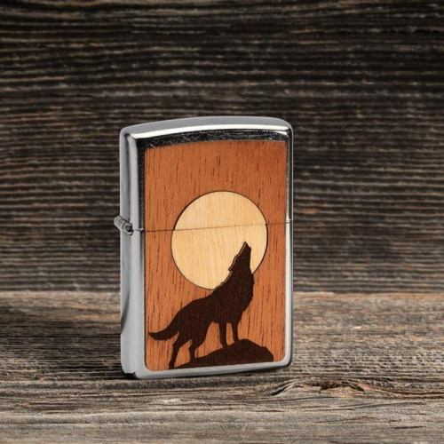 Зажигалка Zippo Wooodchuck с покрытием Street Chrome , латунь/сталь/дерево, серебристая, 36x12x56 мм фото 4