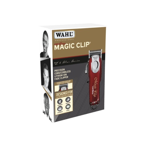 Машинка для стрижки Wahl Magic Clip Cordless 5V, аккум/сетевая, 8 насадок, бордовая фото 3