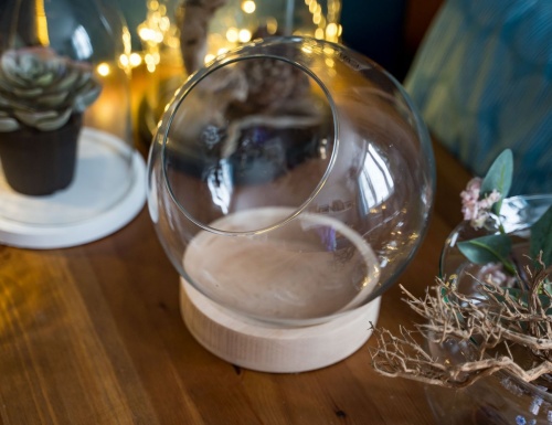 Стеклянный шар-флорариум на деревянной подставке СФЕРА ТВОРЧЕСТВА, 23 см, Edelman, Mica фото 2