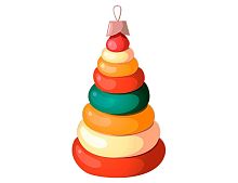 Игрушка для уличной елки Пирамидка - Краски детства 20 см, дерево, Winter Deco