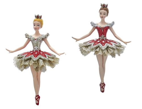 Ёлочная игрушка БАЛЕРИНА СТЕЛЛА, полистоун, текстиль, рубиновая, 15 см, Kurts Adler фото 2