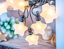 Светодиодная гирлянда Star Party Lights - ВЕСЁЛЫЕ ЗВЁЗДОЧКИ, 20 тёплых белых LED-огней, 10 м, контроллер, коннектор, чёрный провод, уличная, Winter Deco