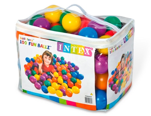 Набор из 100 разноцветных пластиковых шаров в мешке для переноски INTEX фото 2