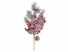 Хвойная ветка заснеженная с ягодами и шишками "Лесная принцесса", 52 см, Edelman