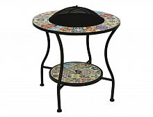 Садовый стол с чашей для костра "Андалусия", металл, мозаика, 58x54 см, Kaemingk