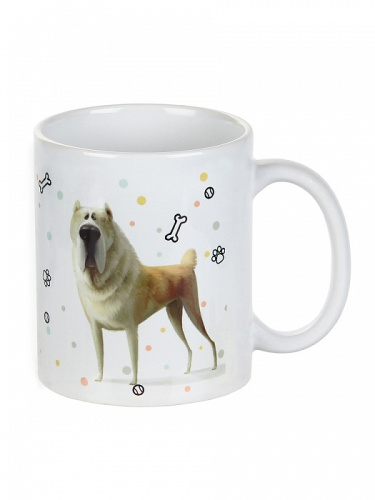 Подарочная кружка "My lovely dog: Алабай" в белой коробке с накладкой, материал: фаянс, размер упаковки 1110,59, объем 330 мл, вес кружки в упаковке 450 гр, цвет: белый фото 2