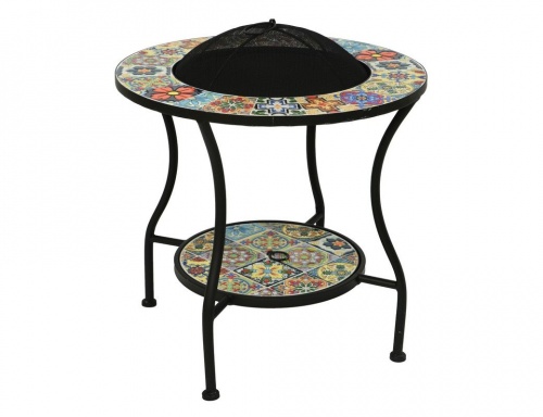 Садовый стол с чашей для костра "Андалусия", металл, мозаика, 58x54 см, Kaemingk