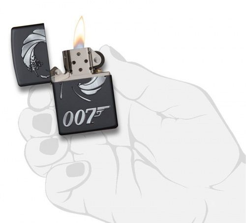 Зажигалка ZIPPO James Bond с покрытием Black Matte, латунь/сталь, чёрная, матовая, 36x12x56 мм, 29566 фото 5