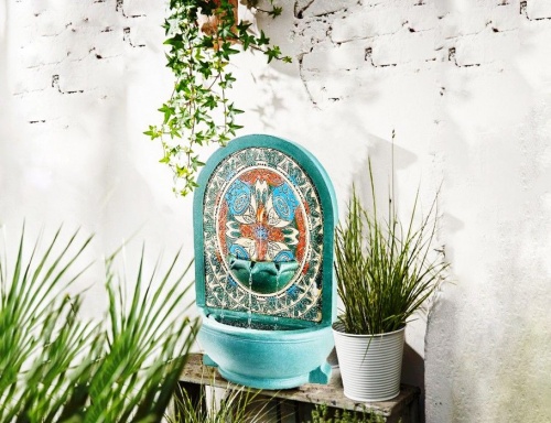 Декоративный садовый фонтан с мозаикой "Осмин", искусственный камень, 54х36 см, Kaemingk (Lumineo) фото 3