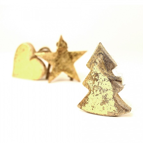 Украшения подвесные golden stars/trees/hearts, деревянные, в подарочной коробке, 24 шт. фото 3