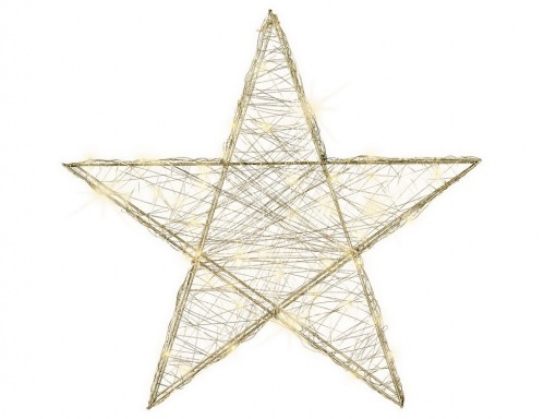 Светящаяся фигура "Праздничная звезда", 60 тёплых белых LED-огней, серебряная проволока, 7x50x47 см, Kaemingk