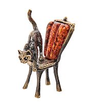 AM-3104 Фигурка «Кошка на стуле» (латунь, янтарь)