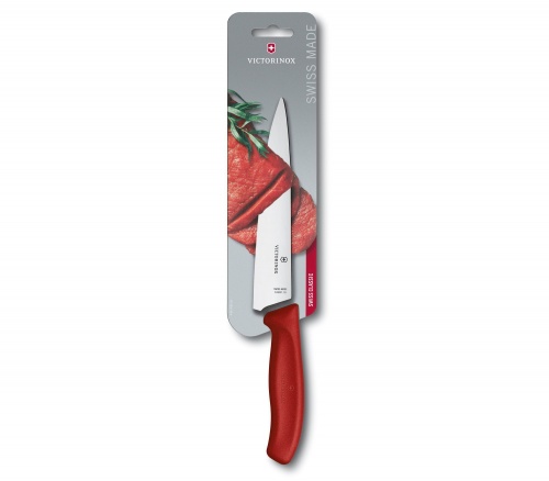 Нож Victorinox разделочный, лезвие 19 см прямое, красный фото 2