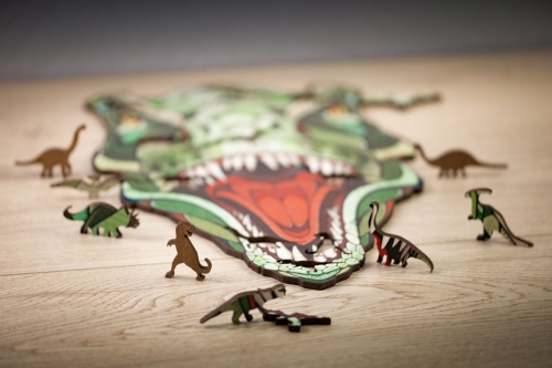 Деревянный пазл, головоломка EWA Динозавр T-REX XL (40x24 см) коробка-картон фото 4