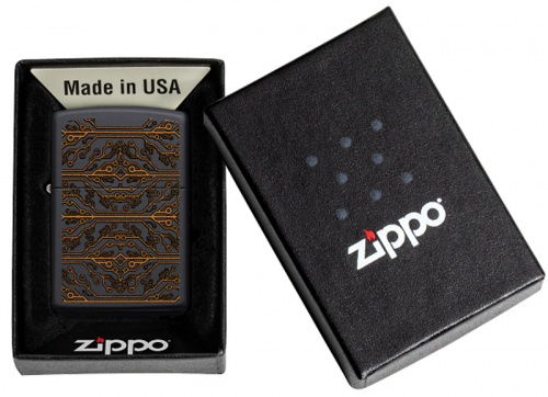 Зажигалка Zippo Circuit Pattern, покрытие Black Matte, латунь/сталь, черная, матовая, 38x13x57 мм фото 3