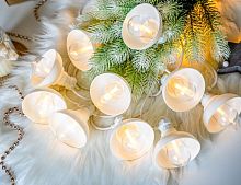 Светодиодная гирлянда Party Lights - РЕТРО-ФОНАРИКИ, 10 тёплых белых LED-огней, 5 м, коннектор, белый провод, уличная, Winter Deco