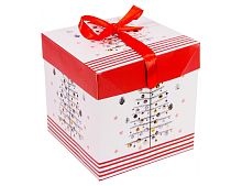 Коробка для подарков CHRISTMAS CHARM (с ёлкой), бело-красная гамма, 16.5 см, Due Esse Christmas